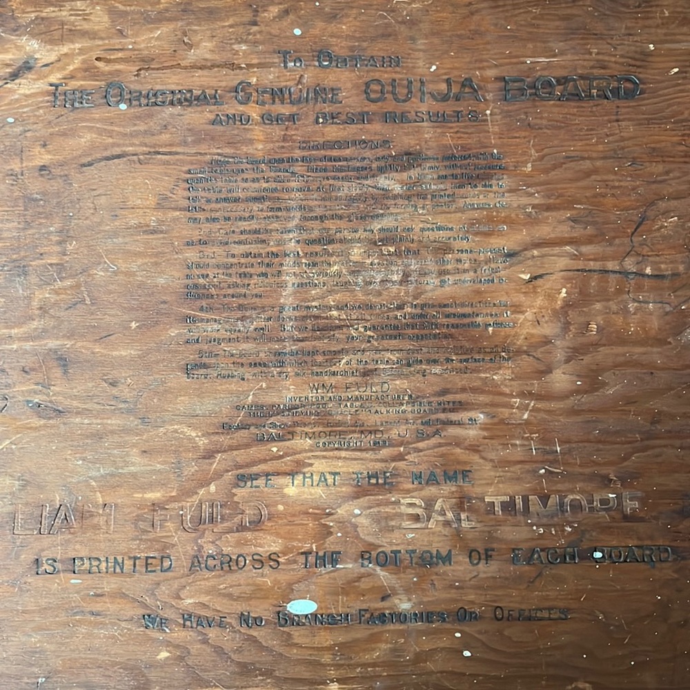 GENUINE 🧿OUIJA 👹🧙🏻‍♀️BIG BOARD 1919 WILLIAM FULD BALTIMORE MD. ☠️💀22x15 - Picture 5 of 17